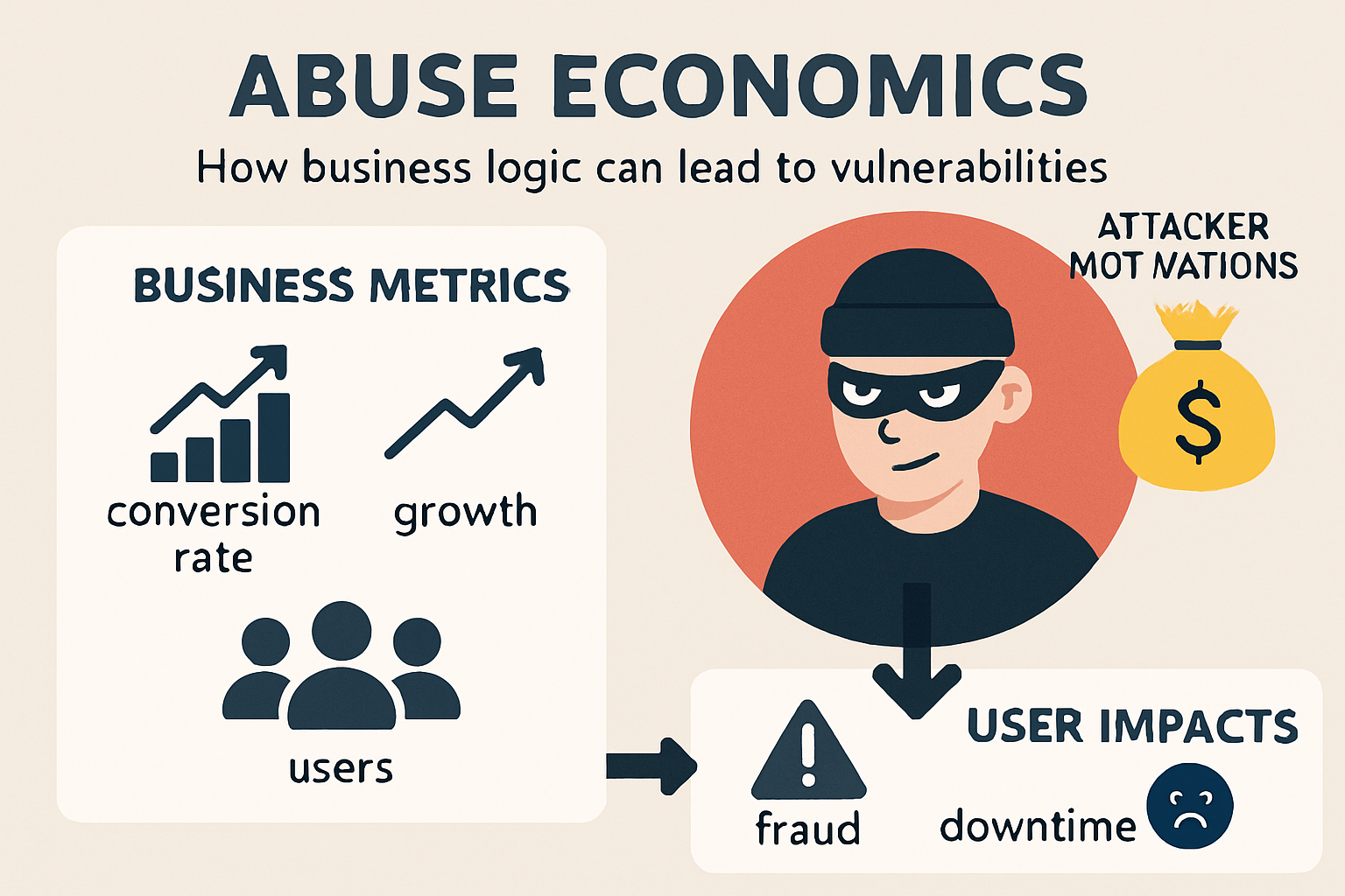 An infographic showing how abuse economics impacts cybersecurity.